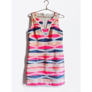 Trina Turk Y2K Delmi Jacquard Pink & Navy Sleeveless Mini Dress – Size S/M